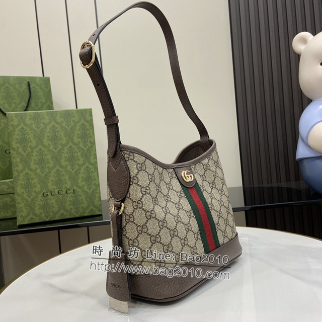 Gucci專櫃古馳最新款Ophidia系列GG小號肩背包水桶包 jh2223型號：781402